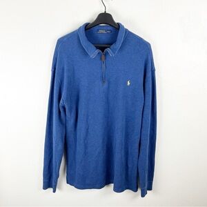 POLO RALPH LAUREN Blue Long Sleeves Quarter Zip Sweater, Size 2XLT